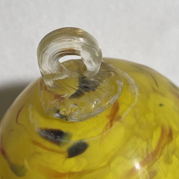 Vtg Unmarked Murano Style Pumpkin Beautiful Art Glass Yellow Red Green Brown - Picture 5 of 7